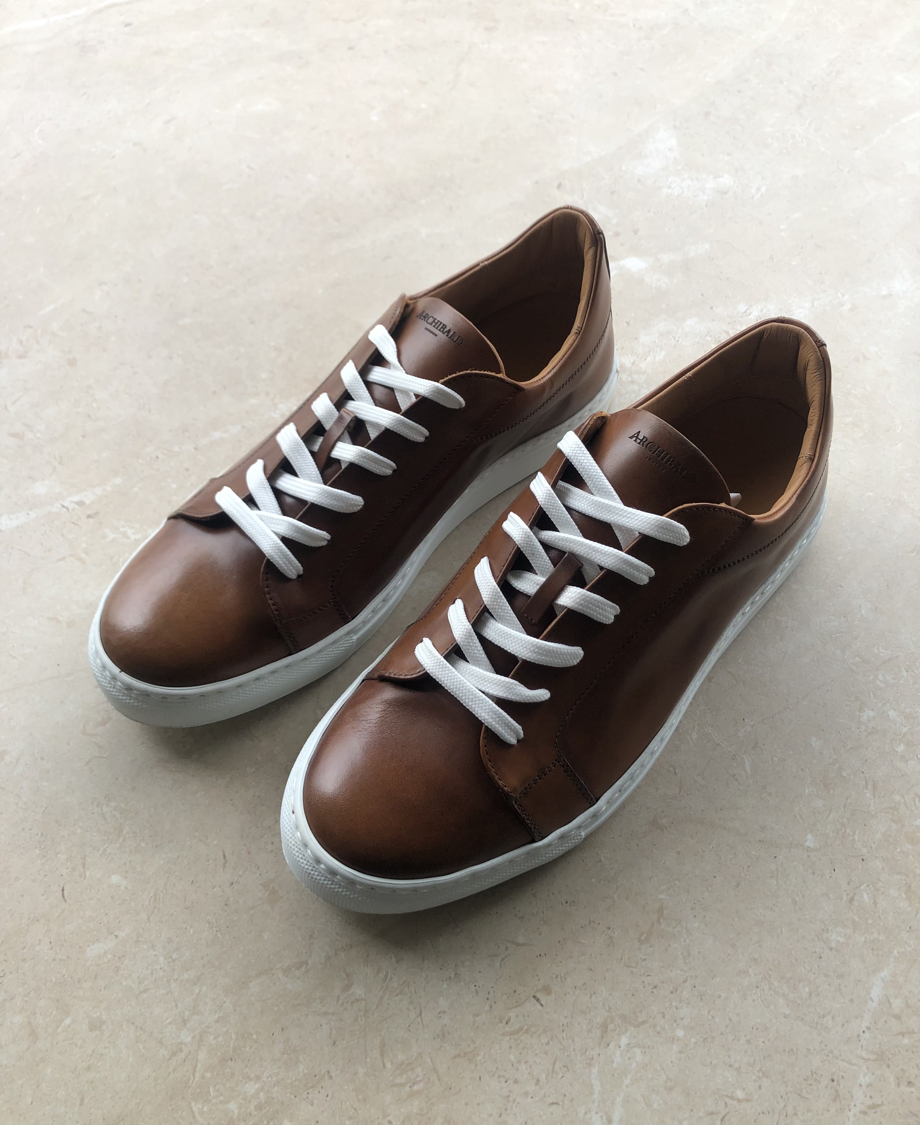 Ghirlandina v4 Low Top Leather Sneakers - Anticato Tan, White Sole - Size 41